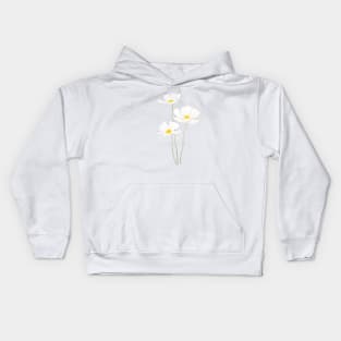 3 white cosmos flowers ink and watercolor Kids Hoodie